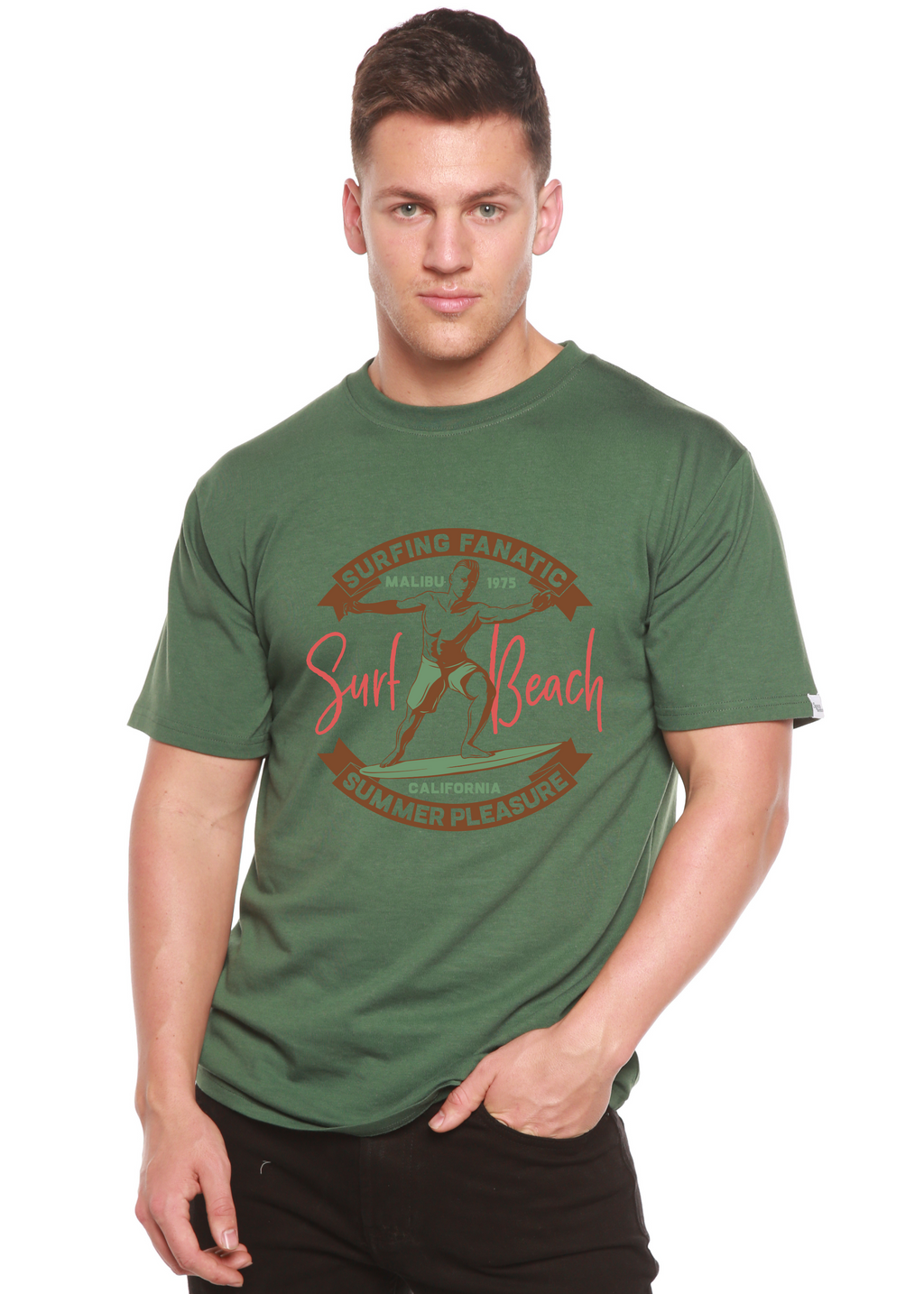 Surf Beach Men's Bamboo Viscose/Organic Cotton Short Sleeve Graphic T-Shirt
