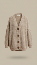 Oat Knit Cardigan with Drop Shoulders
