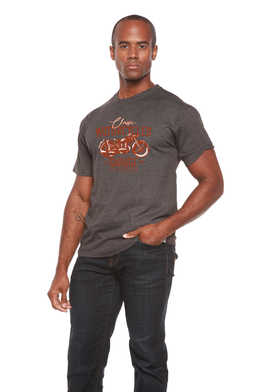 Motorcycles Garage Men's Bamboo Viscose/Organic Cotton Short Sleeve Graphic T-Shirt